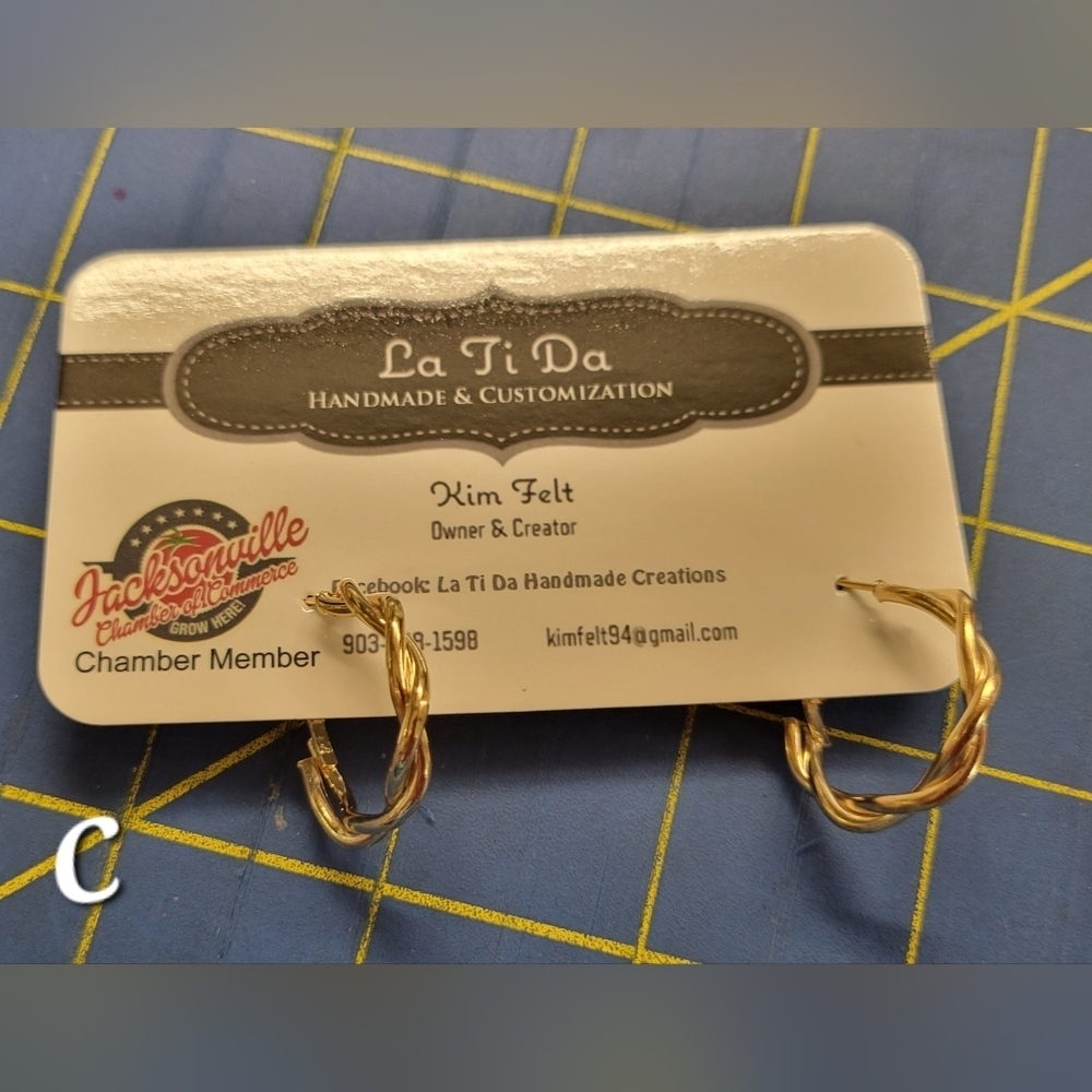 Double Twist Hoop 1" Earrings Gold Tone Accent
